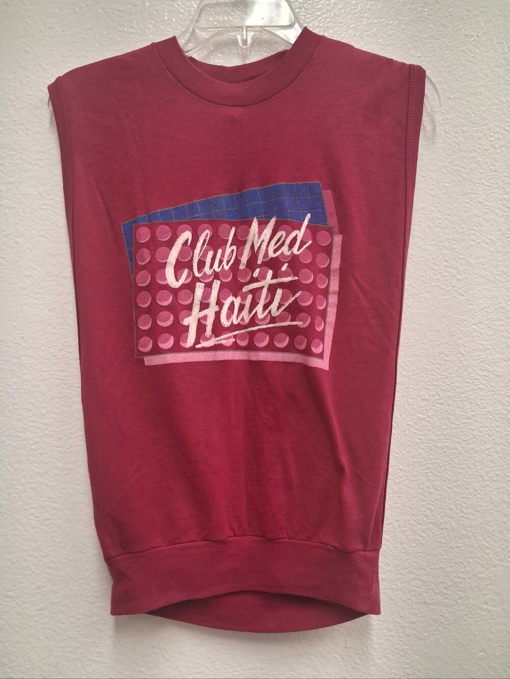 80s Club Med Haiti Resort Thin Single Stitch 50/50 Sleeveless Shirt Size Small.